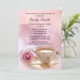 Convites Rosa rosa e Teacup | Chá Chá de panela