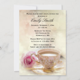 Convites Rosa rosa e Teacup | Chá Chá de panela Elegante