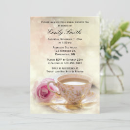 Convites Rosa rosa e Teacup | Chá Chá de panela Elegante