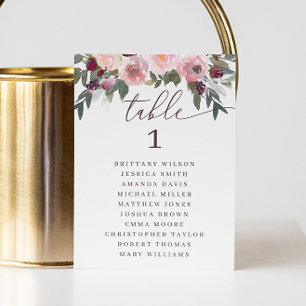 Convites Rosa rosa elegante. Gráfico de assentos de casamen