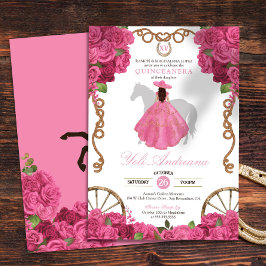 Convites Rosa Rosa Floral Ocidental Charra Quinceañera