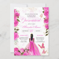 Rosa Rosa Quente Borboleta Mariposa Quinceanera Ro