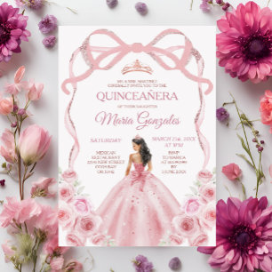 Convites Rosa rosa rosa Dourada Arco Princesa Princesa Quin