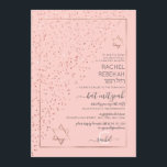 Convites Rosa rosa rosa Dourada Confetti Bat Mitzvah<br><div class="desc">Este elegante e único convite Bat Mitzvah é ideal para um evento clássico e formal. Ele apresenta um confete brilhante rosa dourado cintilante impresso em falso, espalhado diagonalmente através do convite na parte superior de uma borda de retângulo ouro fino rosa com um fundo cor-de-rosa pincelado. É chic, moderno, luxuoso,...</div>