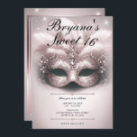 Convites Rosa Rosa Rosa Dourada Mascarada Doce 16 Foto Aniv<br><div class="desc">Personalize como quiser. Substitua a foto no verso por sua própria foto ou remova a foto juntos.</div>