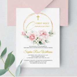 Convites Rosa Rosa Rosa Primeira Santa Comunhão