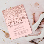 Convites Rosa Rosa Rosa Rosa Dourada Cortina de Colher Leve<br><div class="desc">Este convite de aniversário glamouroso e luxuoso dos Dezesseis é o design perfeito para o evento especial de sua jovem adolescente. Ele apresenta uma cortina de borda brilhante rosa cintilante com falso brilho em cima de um simples fundo rosa pincelado. É um elegante, chic, trendy, e moderno design de bling...</div>