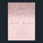 Convites Rosa Rosa Rosa Rosa Dourada Glitter Sparkle Sweet<br><div class="desc">Personalizar para qualquer evento.</div>