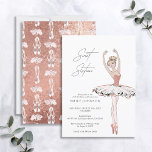 Convites Rosa Rosa Rosa Rosa Rosa Dourada Ballerina Doce 16<br><div class="desc">Moderno, mínimo e elegante, este doce convite de aniversário de 16 Ballerina apresenta uma ilustração de bailarina embelezada com textura de martelo rosa, em um convite para a tipografia a preto e branco. A parte de trás do convite apresenta o martelo rosa dourado, com um motivo de calçados de ponta...</div>