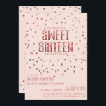 Convites Rosa Rosa Rosa Rosa Rosa Dourada Glitter Confetti<br><div class="desc">Este convite de aniversário elegante e chique de dezesseis é o design perfeito para a sua jovem adolescente. Ele apresenta um falso rosa brilhante impresso e um confete prateado brilhante impresso em cima de um simples fundo cor-de-rosa pincelado com uma tipografia brilhante rosa dourada correspondente. É uma design linda, simples,...</div>