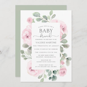 Convites Rosa Rosa Rosa Rosa Rosa Eucalyptus Baby Brunch