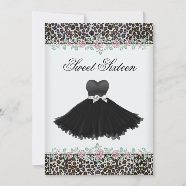 Convites Rosa Rosa Rosa Rosa Rosa Leopardo Doce Dezesseis F (Frente)