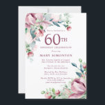 Convites Rosa Rosa Rosa Rosa Rosa Quadrada Floral 60º Anive<br><div class="desc">O modelo Elegante 60º Convite de aniversário apresenta uma estrutura dourada e dois arranjos de rosas cor-de-rosa embebidas. Todo o texto é editável. Este item faz parte da Exquisite Pink Mauve Floral Collection. Ele contém modelos que você pode usar para criar um conjunto de convites exclusivo e suprimentos de festas....</div>