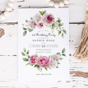 Convites Rosa Rosa Rosa Rosa Rosa Rosa, Hidrangea Festa do