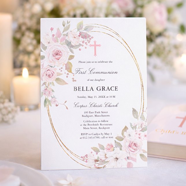 Convites Rosa Rosa Rosa Rosa Rosa Rústica Floral Primeira C (Criador carregado)