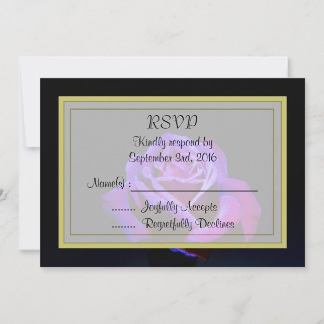 Convites Rosa Roxa em RSVP Preto (Frente)