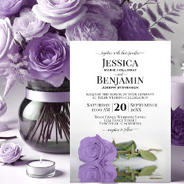 Convites Rosa Roxa Lavanda de Haste Longa Casamento Elegant