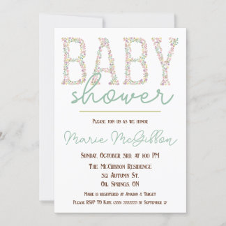 Convites Rosa, Roxo, Azul, Chá de fraldas Floral