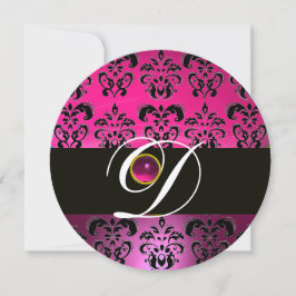 Convites ROSA ROXO PRETO DAMASCO MONOGRAMA Ametista Fuchsia