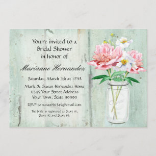 Convites Rosa rústico do buquê da papoila da peônia do