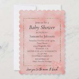 Convites Rosa Salmão Coração de Brilho Amor