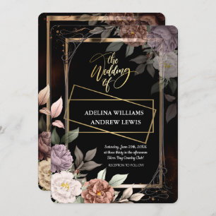 Convites Rosa Simples Minimalista, Casamento Dourado