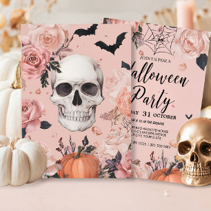 Convites Rosa Skull Halloween