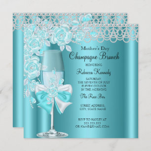 Convites Rosa Teal Bonito Brunch 2B