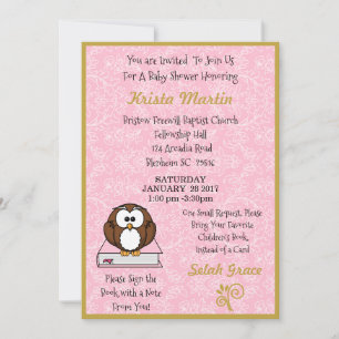 Convites Rosa Traga um Chá de fraldas de Livro