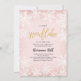 Convites Rosa Um Pequeno Chá de fraldas Floco de Neve