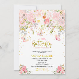 Convites Rosa Um pouco de chá de fraldas de borboleta