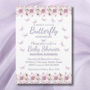 Convites Rosa, Uma Pequena Garota-Borboleta Chá de fraldas