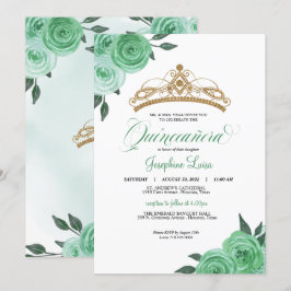 Convites Rosa Verde da Casa da Moeda Tiara Quinceañera Aniv