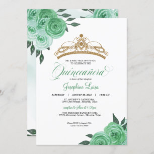 Convites Rosa Verde da Casa da Moeda Tiara Quinceañera Aniv