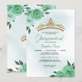 Convites Rosa Verde da Casa da Moeda Tiara Quinceañera Aniv