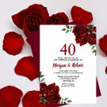 Convites Rosa vermelha 40º Aniversário de Casamento Burgund<br><div class="desc">Rosa vermelha Ruby Burgundy 40º Aniversário de Casamento Convite Ver coleção correspondente em loja</div>