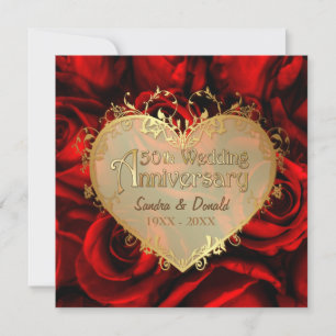 Convites Rosa Vermelha 50º Aniversário de Casamento - versã