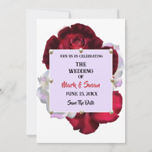 Convites Rosa vermelha de Blush e Casamento de Pérolas Bran
