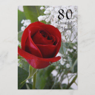 Convites Rosa vermelha de Celebração de Aniversário de 8