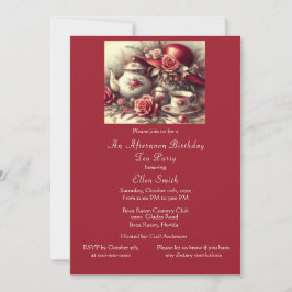 Convites Rosa vermelha de Festa de Aniversário Elegante