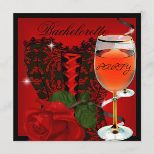 Convites Rosa vermelha de festa de solteira - Vinho preto