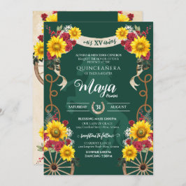 Convites Rosa vermelha de Girassóis Emerald Charro Quincean