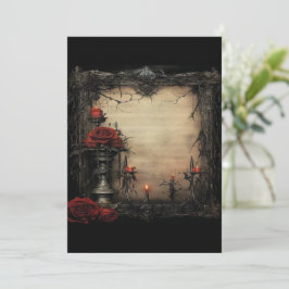 Convites Rosa vermelha de Halloween com velas