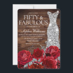 Convites Rosa vermelha Diamond Gown Rustic 50th Birthday<br><div class="desc">Rosa vermelha Diamond Gown Rustic 50th Birthday Invitation Consulte coleção correspondente em Niche e Nest Store Muitos obrigados</div>