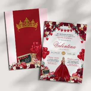 Convites Rosa vermelha Doce 15 Namorados Quinceanera