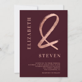 Convites Rosa vermelha dourado nomes de ampersas foto casam