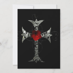 Convites rosa vermelha e Chá de panela Gótico Cruzado