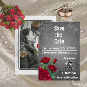 Convites Rosa vermelha e Grunge Textuturado Casamento Salva