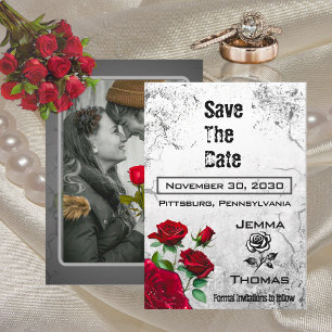 Convites Rosa vermelha e Grunge Textuturado Casamento Salva
