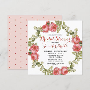 Convites Rosa vermelha feminina clássico Chá de panela de